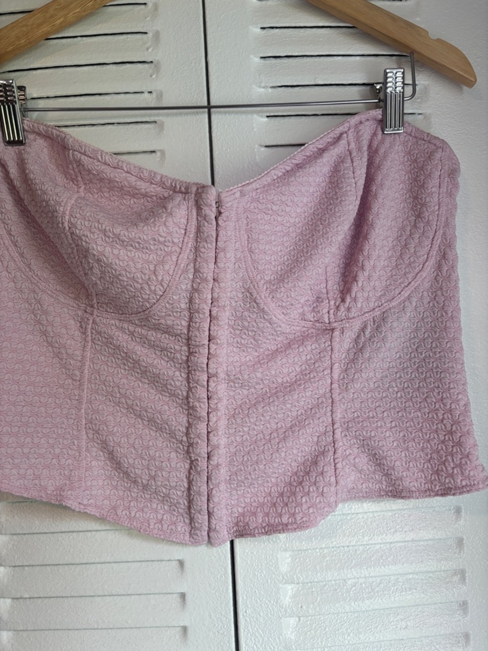 H&M Pink Corset Top XL Strapless Textured Bustier Chic Feminine - Picture 3 of 9